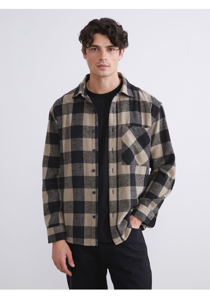 Yeni Sezon Rahat Kalıp Uzun Kollu Ekose Erkek Oduncu Gömlek Ceket