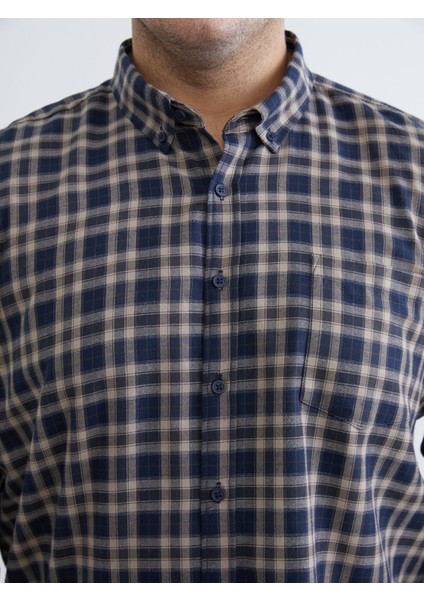 Yeni Sezon Büyük Beden Regular Fit Uzun Kollu Ekose Gabardin Erkek Gömlek modelleri
