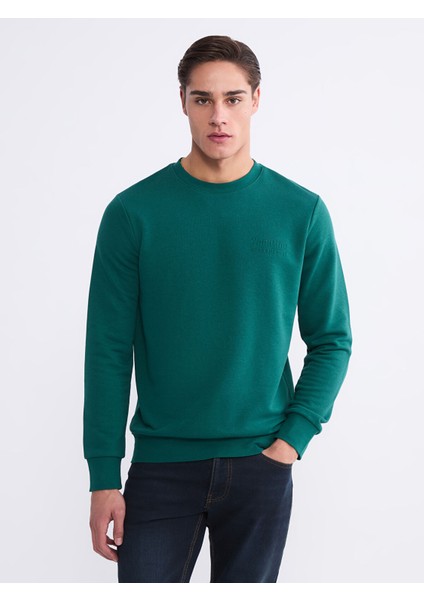 Yeni Sezon Bisiklet Yaka Baskılı Erkek Sweatshirt