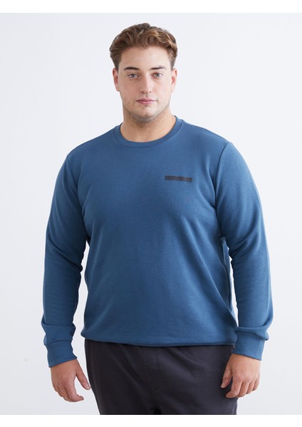 Yeni Sezon Bisiklet Yaka Baskılı Erkek Sweatshirt