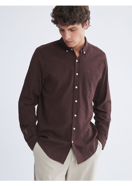 Yeni Sezon Regular Fit Uzun Kollu Erkek Dokulu Gömlek