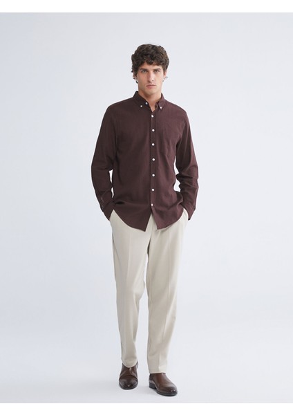 Yeni Sezon Regular Fit Uzun Kollu Erkek Dokulu Gömlek fiyatları