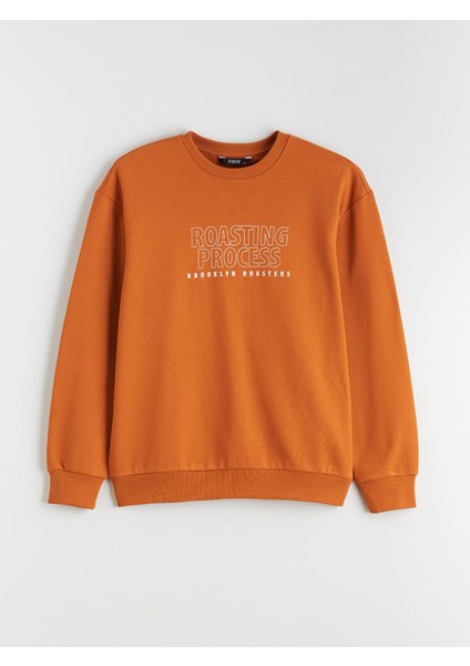 Yeni Sezon Bisiklet Yaka Baskılı Erkek Kalın Sweatshirt indirimleri