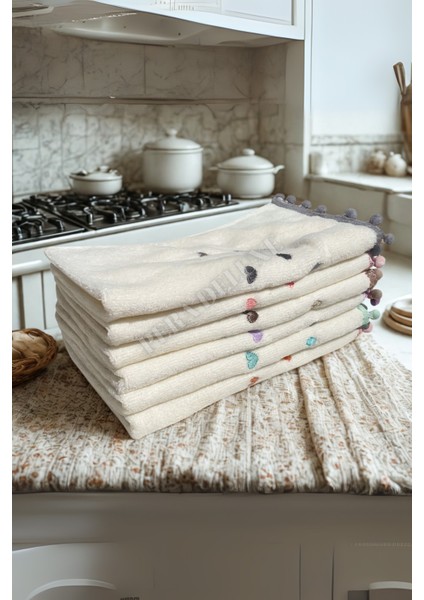 6 Lı Renkli Ponponlu Mutfak Havlusu fiyatları