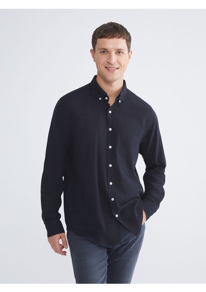 Yeni Sezon Regular Fit Uzun Kollu Erkek Dokulu Gömlek