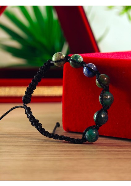 Makrome Bileklik El Yapımı Doğaltaş Makrome Örme Bileklik Akik Taşı, Lapis Taşı, Hematit Taşı