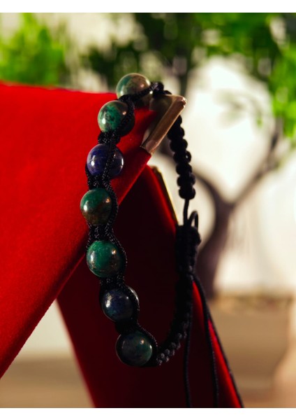 Makrome Bileklik El Yapımı Doğaltaş Makrome Örme Bileklik Akik Taşı, Lapis Taşı, Hematit Taşı