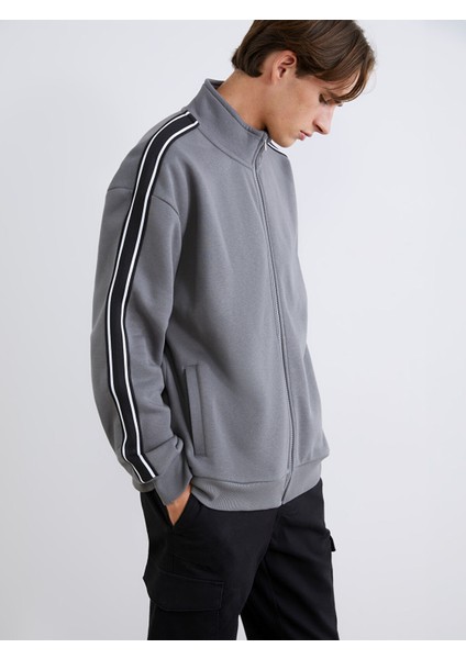 Yeni Sezon Dik Yaka Uzun Kollu Erkek Fermuarlı Sweatshirt