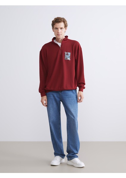 Yeni Sezon Dik Yaka Baskılı Erkek Sweatshirt fiyatları