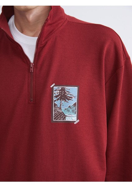 Yeni Sezon Dik Yaka Baskılı Erkek Sweatshirt modelleri