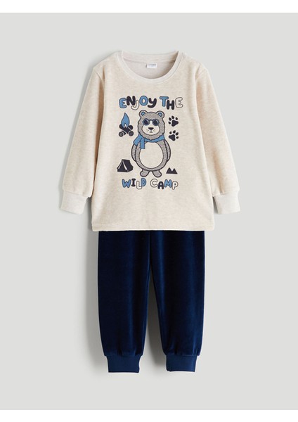 Yeni Sezon Kadife Baskılı Erkek Çocuk Pijama Takımı