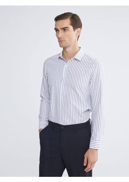 Yeni Sezon Slim Fit Uzun Kollu Çizgili Erkek Gömlek