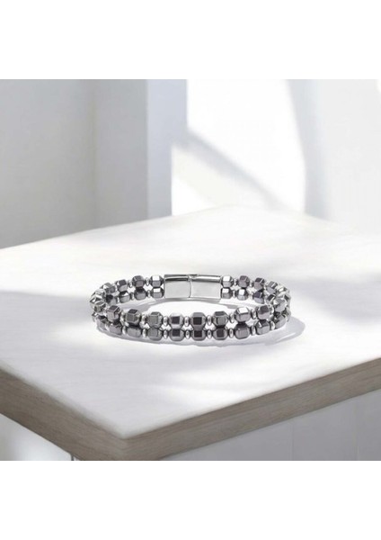 Erkek Çelik Halatlı Elmas Kesim Hematit Bileklik fiyatları