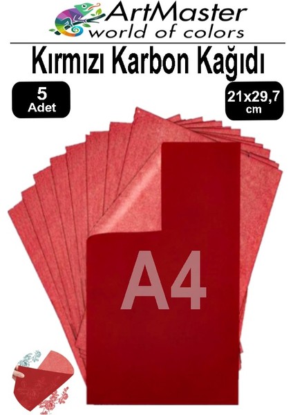 Karbon Kağıdı A4 Kırmızı 5 Adet 21X29,7 cm Transfer Kağıdı Kopya Kağıdı Renkli Karbon Kağıdı Ahşap Seramik Metal Cam