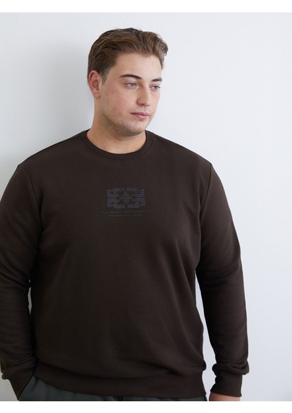 Yeni Sezon Bisiklet Yaka Baskılı Erkek Sweatshirt