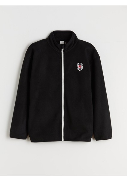 Yeni Sezon Dik Yaka Beşiktaş Nakışlı Polar Erkek Çocuk Hırka