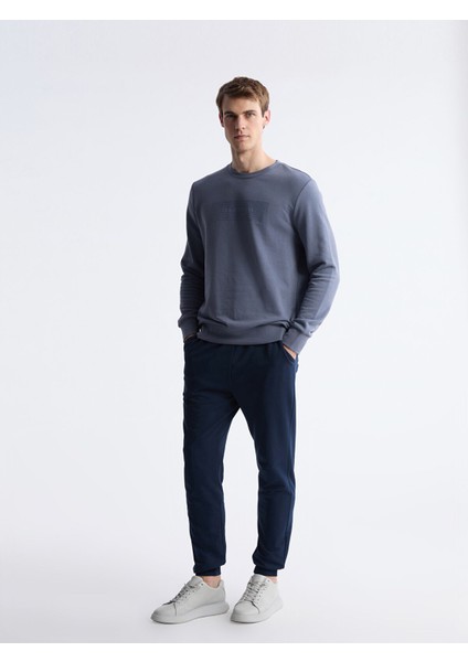 Yeni Sezon Bisiklet Yaka Baskılı Erkek Sweatshirt