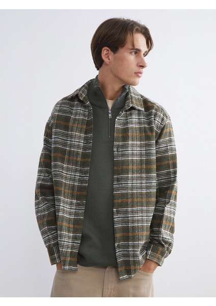 Yeni Sezon Rahat Kalıp Uzun Kollu Ekose Erkek Oduncu Gömlek Ceket