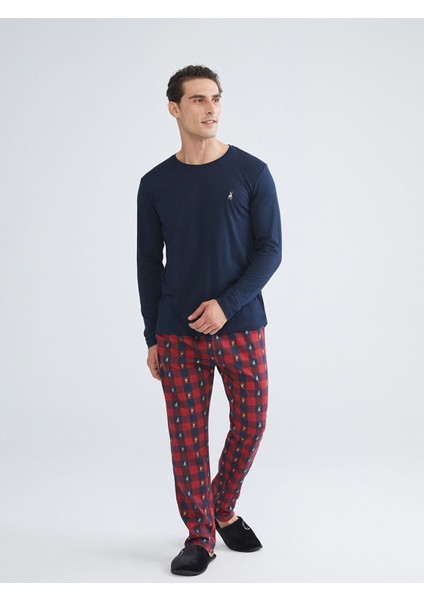 Yeni Sezon Bisiklet Yaka Erkek Pijama Takımı