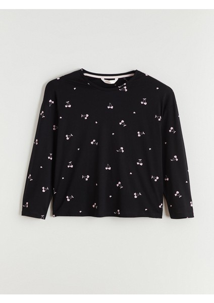 Yeni Sezon Bisiklet Yaka Kiraz Baskılı Kadın Pijama Takımı fiyatları