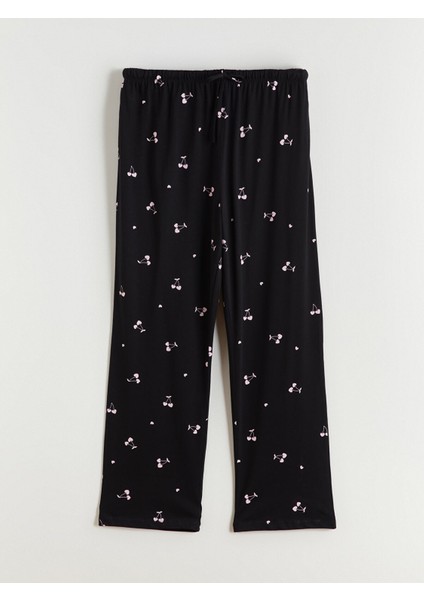 Yeni Sezon Bisiklet Yaka Kiraz Baskılı Kadın Pijama Takımı fırsatları