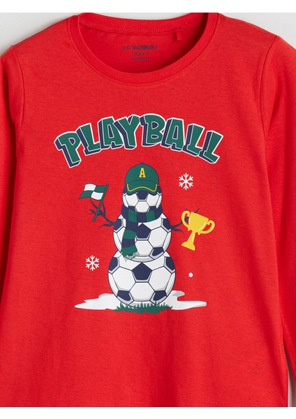 Yeni Sezon Bisiklet Yaka Baskılı Erkek Çocuk Pijama Takımı modelleri