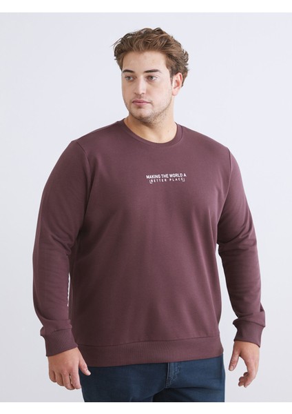 Yeni Sezon Bisiklet Yaka Baskılı Erkek Sweatshirt