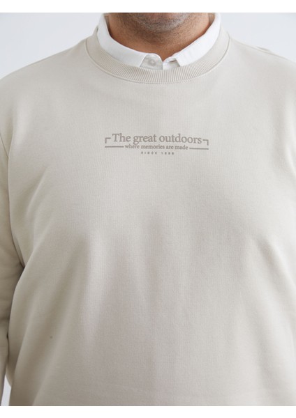 Yeni Sezon Büyük Beden Bisiklet Yaka Baskılı Kalın Erkek Sweatshirt modelleri