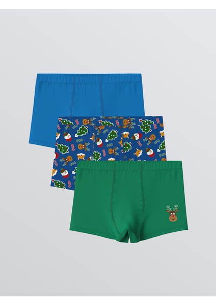 Yeni Sezon Yılbaşı Temalı Erkek Çocuk Boxer 3'lü