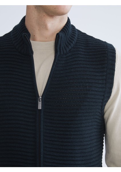 Yeni Sezon Standart Kalıp Dik Yaka Erkek Triko Yelek modelleri