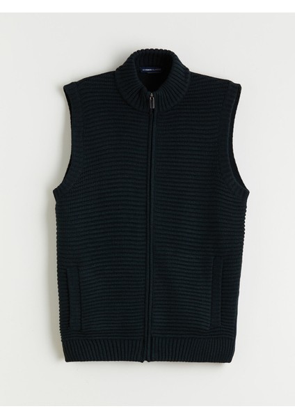 Yeni Sezon Standart Kalıp Dik Yaka Erkek Triko Yelek indirimleri