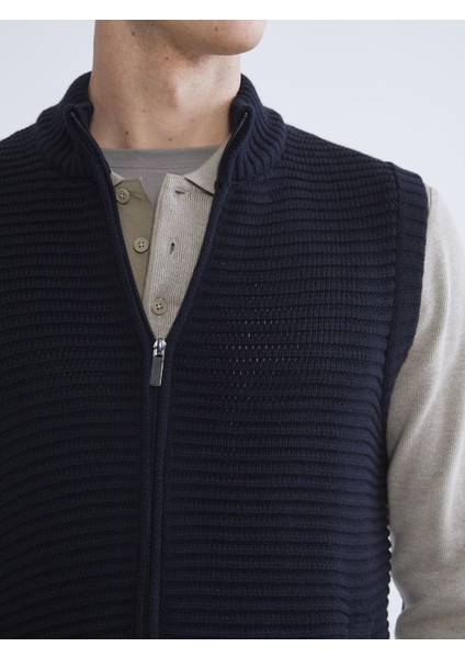 Yeni Sezon Standart Kalıp Dik Yaka Erkek Triko Yelek modelleri