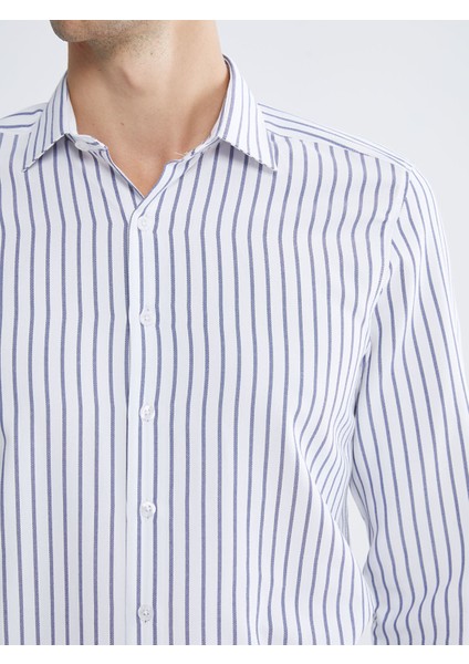 Yeni Sezon Slim Fit Uzun Kollu Çizgili Erkek Gömlek modelleri