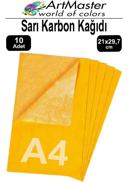 Karbon Kağıdı A4 Sarı 10 Adet 21X29,7 cm Transfer Kağıdı Kopya Kağıdı Renkli Karbon Kağıdı Ahşap Seramik Metal Cam
