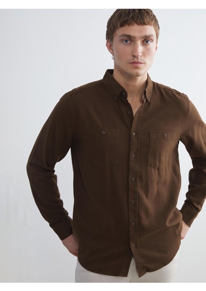 Yeni Sezon Regular Fit Uzun Kollu Gabardin Erkek Gömlek