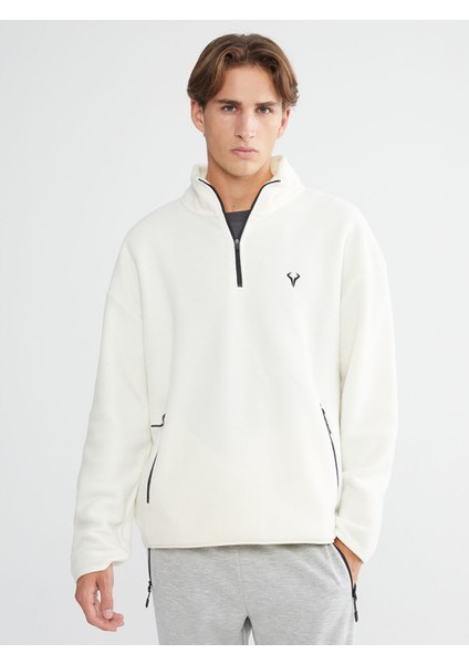 Yeni Sezon Fermuarlı Dik Yaka Uzun Kollu Erkek Sweatshirt