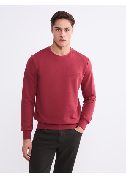 Yeni Sezon Bisiklet Yaka Baskılı Erkek Sweatshirt