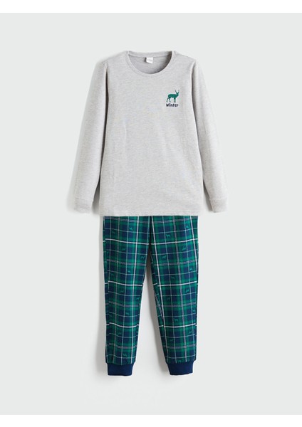 Yeni Sezon Bisiklet Yaka Erkek Çocuk Pijama Takımı