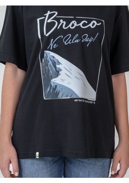 Unisex Erkek/kadın Oversize Bisiklet Yaka %100 Pamuk Uludağ Baskılı T-Shirt