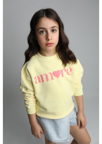 Amore Baskılı Pamuklu Sweatshirt