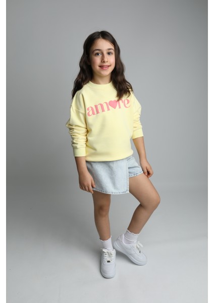 Amore Baskılı Pamuklu Sweatshirt fiyatları