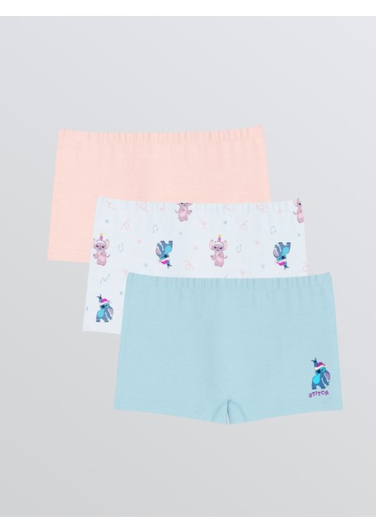 Yeni Sezon Stitch ve Angel Baskılı Kız Çocuk Boxer 3'lü