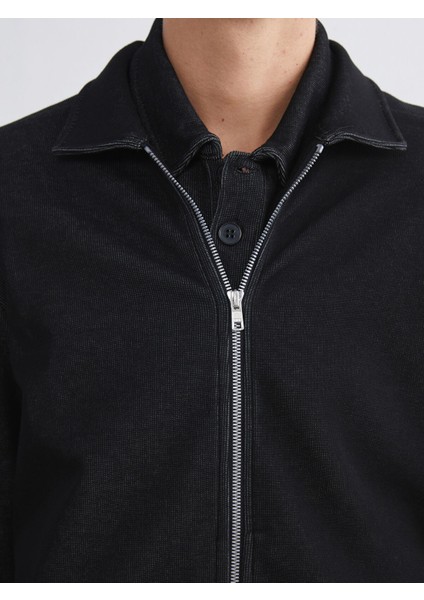 Yeni Sezon Standart Kalıp Polo Yaka Erkek Fermuarlı Sweatshirt modelleri