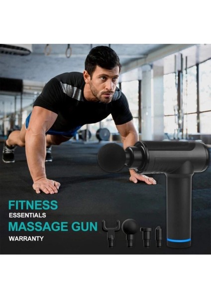 Masaj Tabancası Sporcu Masaj Aleti 4 Başlıklı Şarjlı 6 Fonksiyon Renk Seçilemez