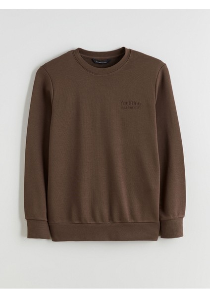 Yeni Sezon Bisiklet Yaka Baskılı Erkek Sweatshirt indirimleri