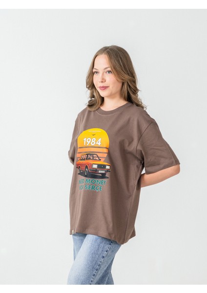 Unisex Erkek/kadın Oversize Bisiklet Yaka %100 Pamuk Serçe Baskılı T-Shirt fiyatları