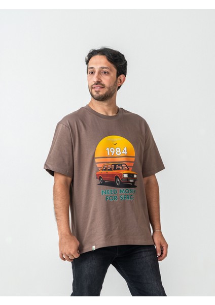 Unisex Erkek/kadın Oversize Bisiklet Yaka %100 Pamuk Serçe Baskılı T-Shirt modelleri