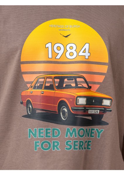 Unisex Erkek/kadın Oversize Bisiklet Yaka %100 Pamuk Serçe Baskılı T-Shirt indirimleri