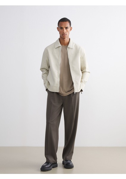 Yeni Sezon Standart Kalıp Gömlek Yaka Erkek Deri Görünümlü Ceket fiyatları