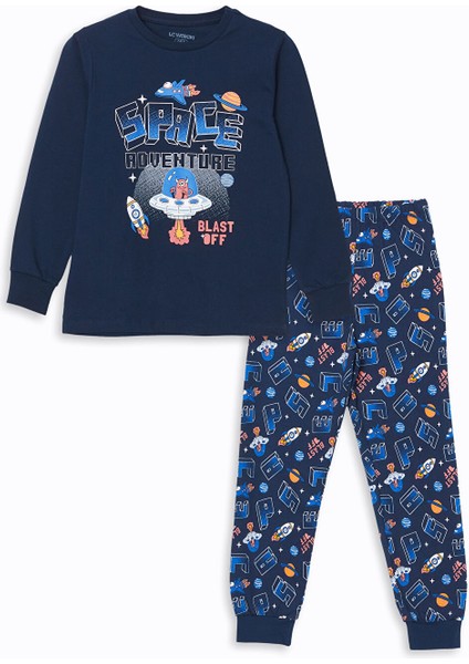 Yeni Sezon Bisiklet Yaka Erkek Çocuk Pijama Takımı